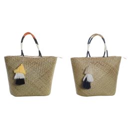 DKD Home Decor Bolso Boho Poliester con Cremallera Azul Marino Naranja 18x37x49 cm, 0.33kg (2 Unidades)