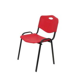 Piqueras y Crespo PACK426IRJ Sillas Confidentes Robledo Pack 4 Asiento y Respaldo Duro PVC Rojo Estructura Negra