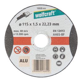 Wolfcraft Disco de corte para aluminio Ø115x1,5x22,23mm 1668999 - Sin rebabas, corte simple y sin vibraciones