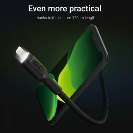 Green Cell KABGC05 Cable USB 3.0 a Lightning 1.2m con LED Negro para Carga Rápida 2.4A 480Mbps