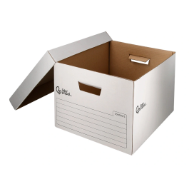Liderpapel Cajón Contenedor de Archivo Kraft para 4 Cajas Folio o 5 Archivadores A-Z 430x383x265mm en Cartón Reciclado