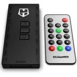 Nox NXHUMMERRHUB Controlador Hub Remoto para Ventiladores y Dispositivos ARGB - 12 Puertos, Mando a Distancia, Sincronización Placa Base