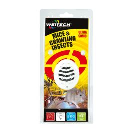 Weitech Repelente de Plagas Ultrasónico Interior Ratones Garrapatas Pulgas Arañas Insectos 45 m² Seguro Mascotas