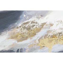 DKD Home Decor Cuadro Moderno Abstracto Azul Dorado 3.5 x 100 x 100 cm (2 Unidades) Pintado a Mano