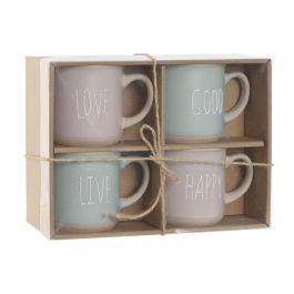 Mug Urban DKD Home Decor Rosa Azul 7 x 9.2 x 9.7 cm Set de 4