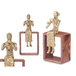 Figura Metal Flauta Oro con Soporte Madera Giftdecor 13x27x13 cm (6 Unidades) Precio: 58.49999947. SKU: B1EG2MPNM2