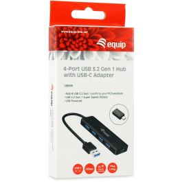 EQUIP HUB USB LIFE A 4 PUERTOS USB 3.2 INCLUYE ADAPTADOR USB-C