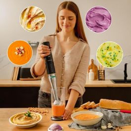 Cecotec Batidora de Mano 1500W con Cuchillas de Titanio, Pie XL, Vaso 800ml, Varillas y Picadora - Total Destroy 1500 XL