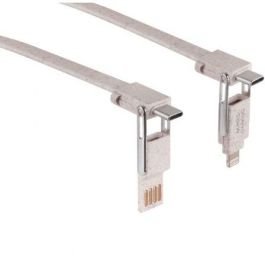 Mars Gaming MCA-ECO Pack 2 Cables Ecológicos Fibra Trigo Multiconector USB C/A/MicroUSB/Lightning Carga Ultra Rápida 50W 1m