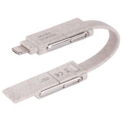 Mars Gaming MCA-ECO Pack 2 Cables Ecológicos Fibra Trigo Multiconector USB C/A/MicroUSB/Lightning Carga Ultra Rápida 50W 1m