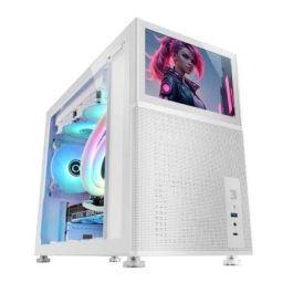 Mars Gaming MCLCD Caja PC Gaming Mini Torre MATX con Pantalla LCD IPS 8" USB-C Refrigeración Líquida hasta 360mm Negro/Blanco