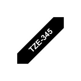 Brother Laminated labelling tape TZe-345, White On Black Labelling Tape – 18mm wide X 8m Brother Laminated labelling tape TZe-345, White On Black Labelling Tape – 18mm wide X 8m
