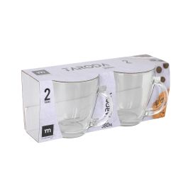 La Mediterranea Set 2 Tazas Taroda 380 ml - Vajilla de Porcelana Diseño Moderno Ø9x9.8 cm (24 Cajas)