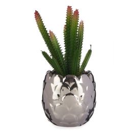 Cactus Artificial en Maceta de Cerámica Plata Ibergarden 10x20x10 cm (12 Unidades) Precio: 90.49999948. SKU: S3610270