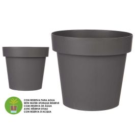 Maceta Plastico Gris Con Reserva Agua 30Cm Ibergarden (6 Unidades)