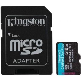 Kingston Technology Tarjeta microSDXC Canvas Go Plus 512GB 200MB/s A2 U3 V30 para juegos, drones, cámaras deportivas + adaptador