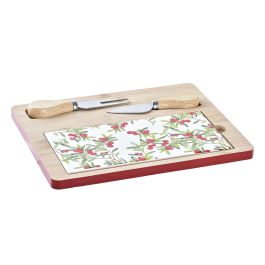 DKD Home Decor Tabla Aperitivo Navidad Tradicional, Bambú y Gres, Rojo Natural Blanco, 20x24.5x1.2 cm, Set 4 Piezas Precio: 7.3689. SKU: B19PJY3BSL