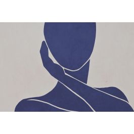 DKD Home Decor Cuadro Moderno Decorativo con Diseño de Mujer, Tonos Azul Beige y Negro, de Lienzo, 4x80x60 cm (Set 2 Unidades)