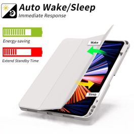 eSTUFF Estuche Miami para iPad Pro 12.9 (2022/2021) con Ranura y Carga para Lápiz, Cuero PU Gris/Transparente, Ultra Delgado
