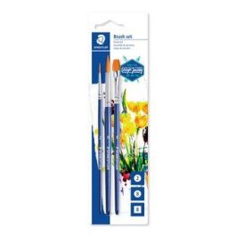 Staedtler 989-SBK3-3 Juego de 3 Pinceles para Bellas Artes, Lengua de Gato, Sintético