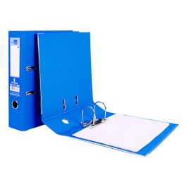 Archivador De Palanca Liderpapel A4 Documenta Forrado Pvc Con Rado Lomo 75 mm Azul Compresor Metalico 6 unidades