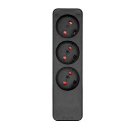 MicroConnect Open-end Danish 3-way power strip, Black MicroConnect Open-end Danish 3-way power strip, Black