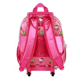 Hello Kitty Mochila 3D Pequeña con Ruedas Infantil Funny Rosa - 7L (10x25x30 cm)