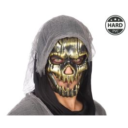 Máscara de calavera dorada de PVC con capucha negra para hombre adulto - Ideal para Halloween y fiestas Precio: 0.88999977. SKU: B18VC36DFL