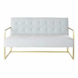 DKD Home Decor Sofá Glam de Poliéster y Metal Azul Celeste y Dorado 128x70x76 cm