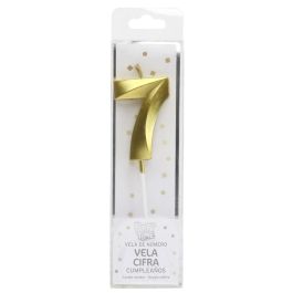 Party Time Vela Aniversario Cifra 7 Oro, 3.5x0.7x13 cm