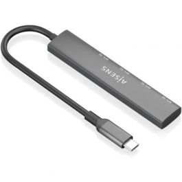 Aisens A106-0540 Hub USB-C 3.1 Gen1 con 4 puertos USB 3.0 de 5Gbps, Gris, Cable 15cm Aisens A106-0540 Hub USB-C 3.1 Gen1 con 4 puertos USB 3.0 de 5Gbps, Gris, Cable 15cm