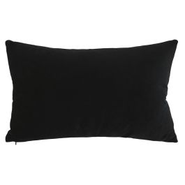 DKD Home Decor Cojín decorativo de Poliéster y PU negro y dorado con cremallera y hebilla, 430 gsm - 50 x 30 x 10 cm