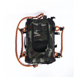 Bolsa de transporte - M PETS - REMIX 2 en 1 Camuflaje y Naranja - 41 x 28 x 28 cm - Plegable - Ligera - Arnés con cinturón