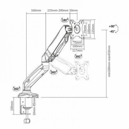 Aisens Soporte de Mesa Contrapeso Giratorio E Inclinable 3 Pivotes 1 Brazo 13"-32" LDT23-1102