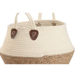 DKD Home Decor Cesta de Almacenamiento Crema Natural de Fibra y Algodón 41 x 37 x 41 cm Set de 3 Piezas