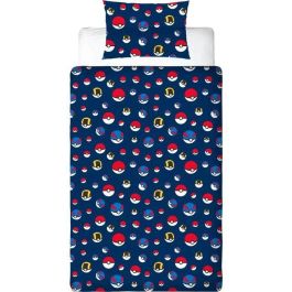 Pokemon POK3700891712163 Juego de Cama Reversible Starter y Poké-ball Microfibra 140x200cm + Funda Almohada 63x63cm