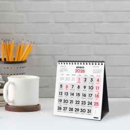 Finocam Calendario de Sobremesa Números Grandes XS-140x150 mm Mv Neutro 2026 - Anual con Espiral