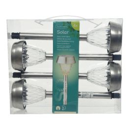 Set 4 balizas inox luz calida 24x8cm lumineo