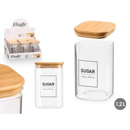 Bote Cuadrado Borosilicato Tapa Bambu Sugar 1,2L Vivalto 10X15CM (12 Unidades) Precio: 40.49999954. SKU: B1BFTEJWAC