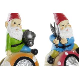 DKD Home Decor Decoración Luminosa LED Resina Multicolor Gnomo Solar 10.7 x 20.5 x 11 cm (2 Unidades)