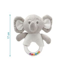 Kiokids Peluche Elefante Sonajero Gris 18 cm para Bebés +0 Meses - Suave, Adorable y Achuchable, Colección Dolci Amici