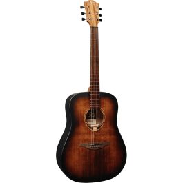 LAG Guitarra Acústica Folk Dreadnought Tramontane 70 - Tapa Maciza Abeto Engelmann, Cuerpo Sapelli, Acabado Satinado Burst, 6 Cuerdas