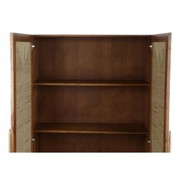 DKD Home Decor Armario Basant Ratan Acacia y Ratan Marron Oscuro Natural 102 x 46 x 175 cm