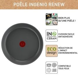 TEFAL INGENIO Renew Sartén 28 cm, Inducción, Revestimiento cerámico antiadherente, Apta para lavavajillas, Made in France L2600602