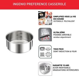 TEFAL INGENIO Preference Cacerola 20 cm, Inducción, Acero inoxidable, Apilable, Apto para lavavajillas L8983004