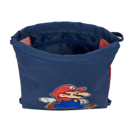 Bolsa Mochila con Cuerdas Super Mario Trick Rojo Azul oscuro 26 x 34 x 1 cm