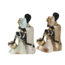 DKD Home Decor Figura Colonial Africana de Resina Verde Beige 11.5 x 29.5 x 11.5 cm (4 Unidades)