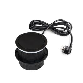 Emuca Multiconector extraíble Vertikal Push diámetro 100mm, 3 enchufes tipo Schuko, 1 USB tipo A, 1 USB tipo C, Acero y Plástico, Pintado negro