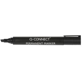 Rotulador Q-Connect Marcador Permanente Negro Punta Biselada 5 mm 10 unidades