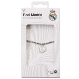 THE CARAT SHOP Pulsera Real Madrid Oficial de Bolas Plateada con Escudo, de Aleación de Zinc, 18cm, Unisex